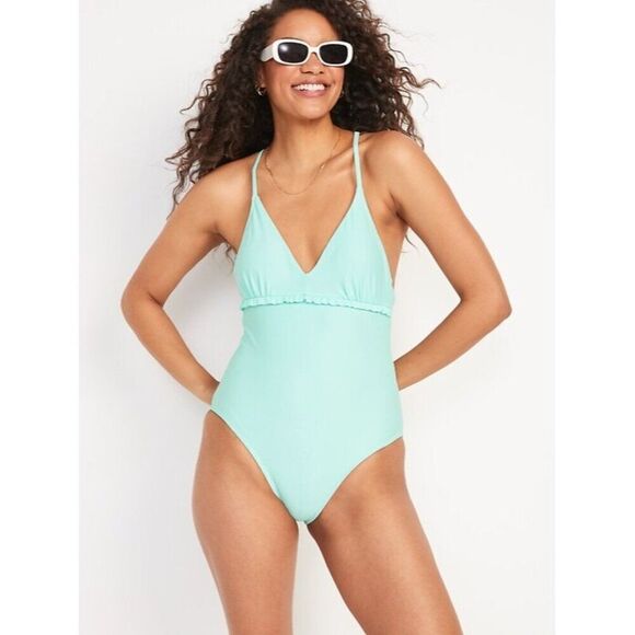 NWOT Old Navy V-Neck Ruffle-Trim Cutout One-Piece Swimsuit Size 3X - Picture 12 of 14